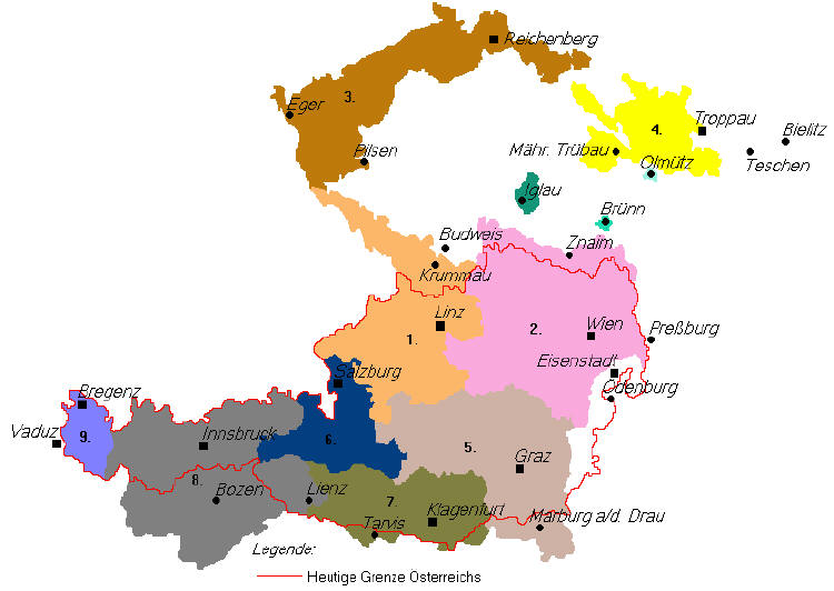 Von der Nationalversammlung beanspruchtes Staatsgebiet der Republik Deutschösterreich (1918–1919)